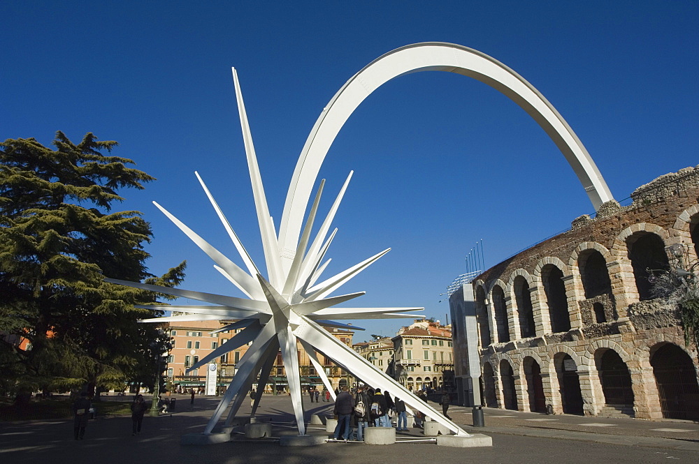 Amphitheatre and monument, Verona, Veneto, Italy, Europe