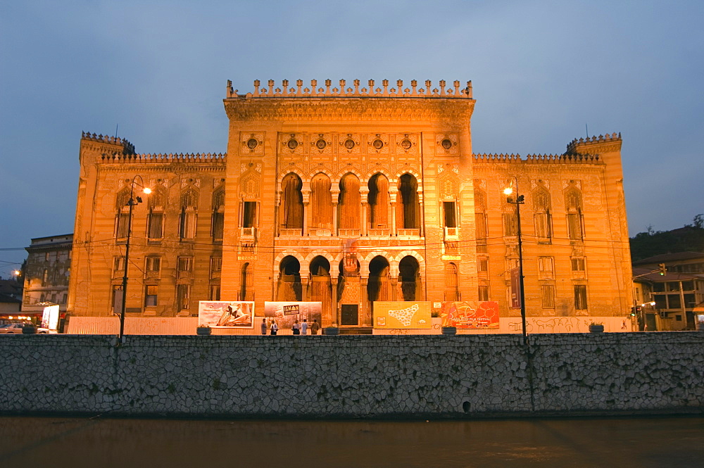 Old Town Hall, The National and University Library Austro-Hungarian Building, Sarajevo, Bosnia, Bosnia-Herzegovina, Europe