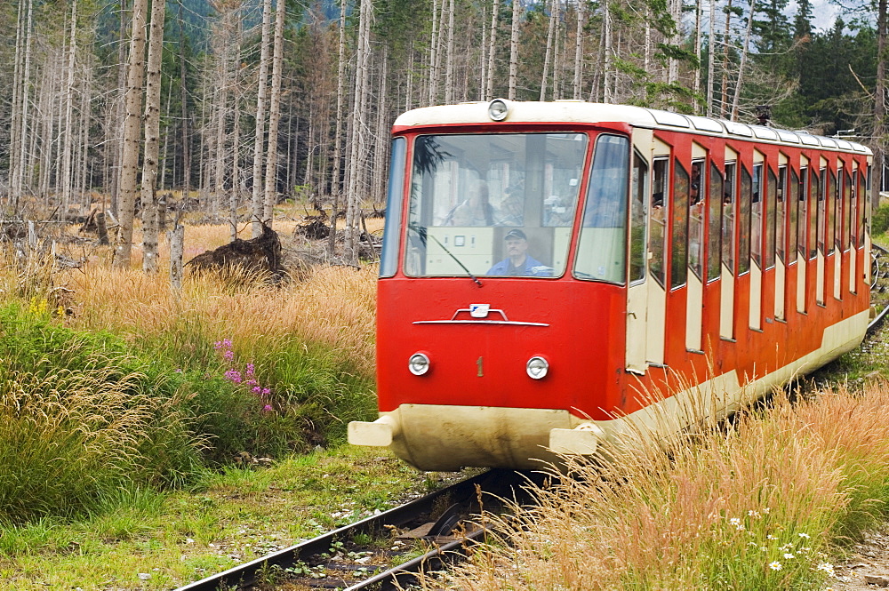 Funicular railway, High Tatras Mountains (Vyoske Tatry), Tatra National Park, Slovakia, Europe