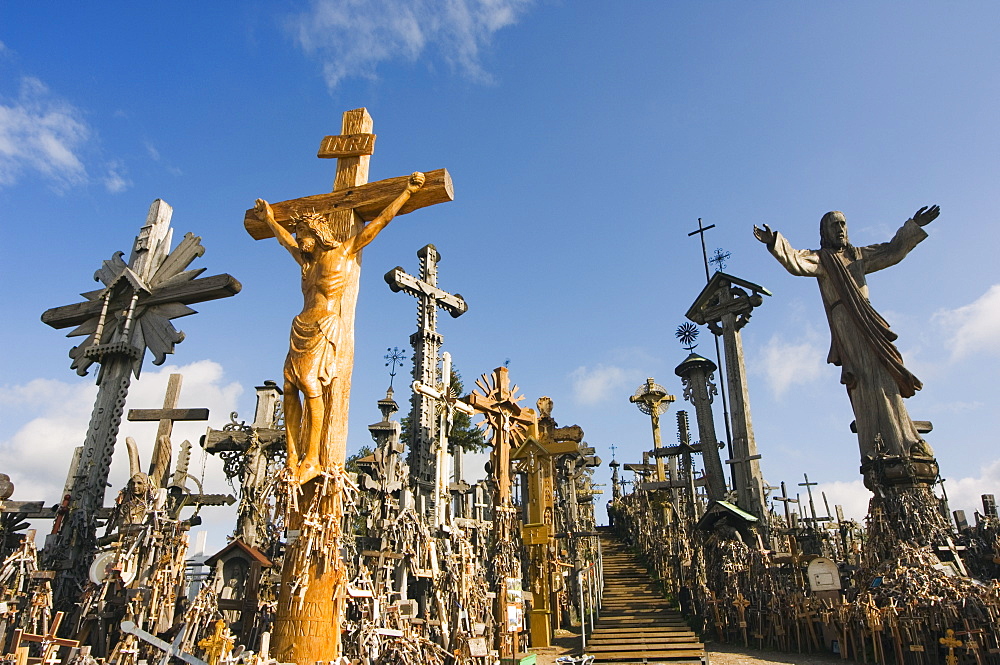 Hill of Crosses (Kryziu Kalnas), thousands of memorial crosses, a tradition of planting crosses since the 14th century, Lithuania, Baltic States, Europe