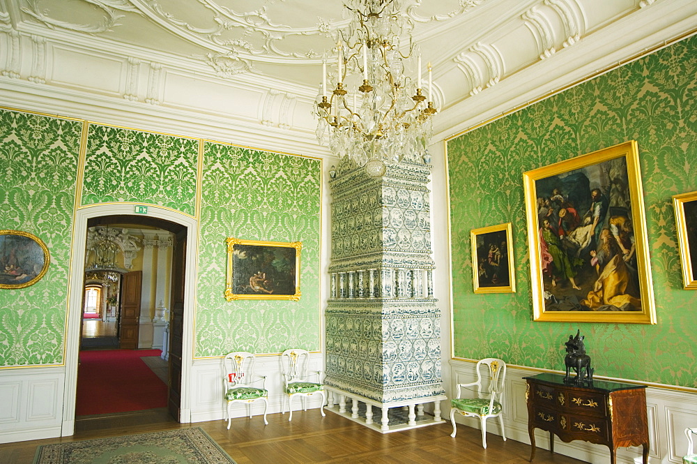 Interior, Baroque style Rundales Palace (Rundales Pils) designed by Bartolomeo Rastrelli, built in 18th century for Ernst Johann von Buhren, Duke of Courland, Zemgale, near Bauska, Latvia, Baltic States, Europe