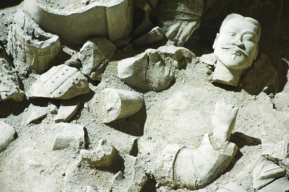 Pit 3, Mausoleum of the first Qin Emperor housed in The Museum of the Terracotta Warriors opened in 1979 near Xian City, Shaanxi Province, China, Asia