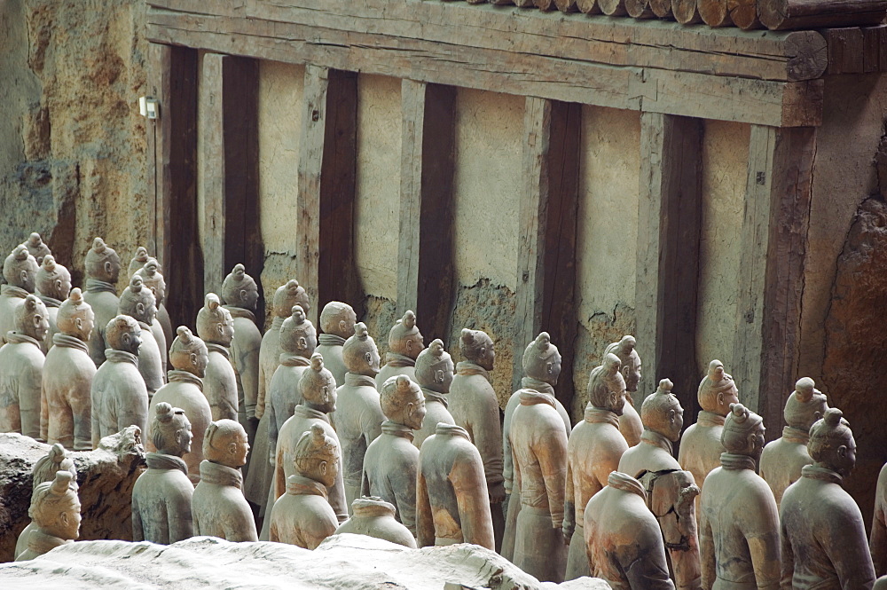 Pit 1, Mausoleum of the first Qin Emperor housed in The Museum of the Terracotta Warriors opened in 1979 near Xian City, Shaanxi Province, China, Asia