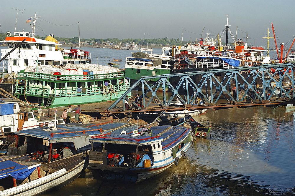 Riverside  boats, Yangon (Rangoon), Myanmar (Burma), Asia