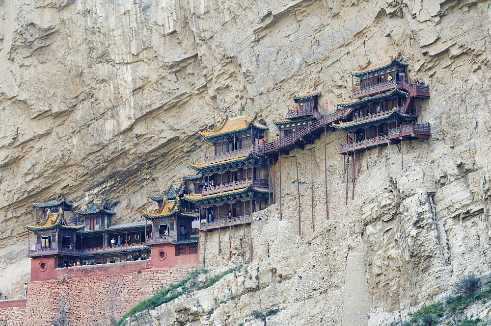 The Hanging Monastery dating back more than 1400 years in Jinlong Canyon, Shanxi province, China, Asia