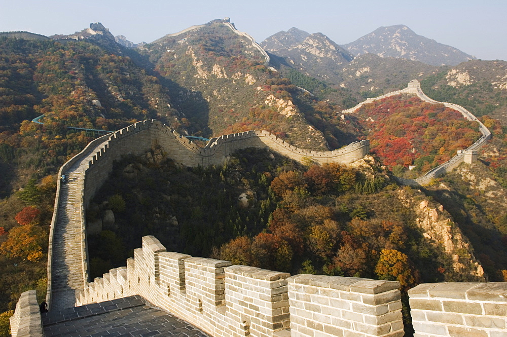 Autumn colours on The Great Wall of China at Badaling, China, Asia