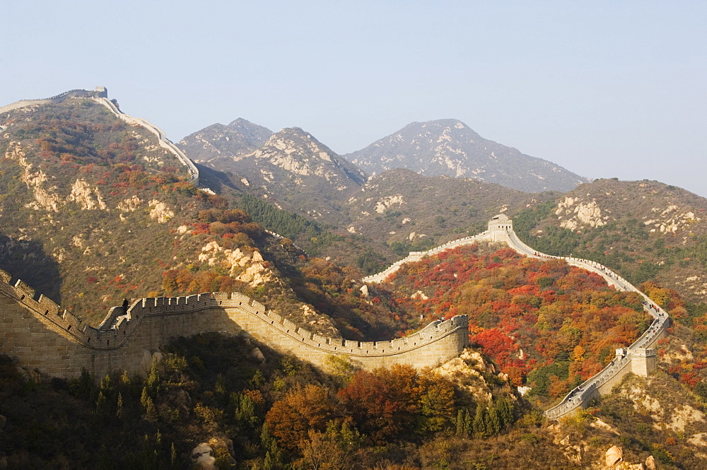 Autumn colours on The Great Wall of China at Badaling, China, Asia