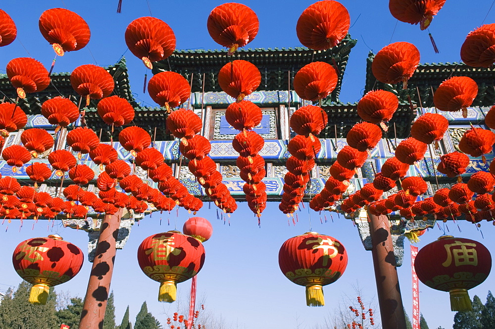 Decorations at a Temple Fair at Donyue Temple during Chinese New Year Spring Festival, Beijing, China, Asia