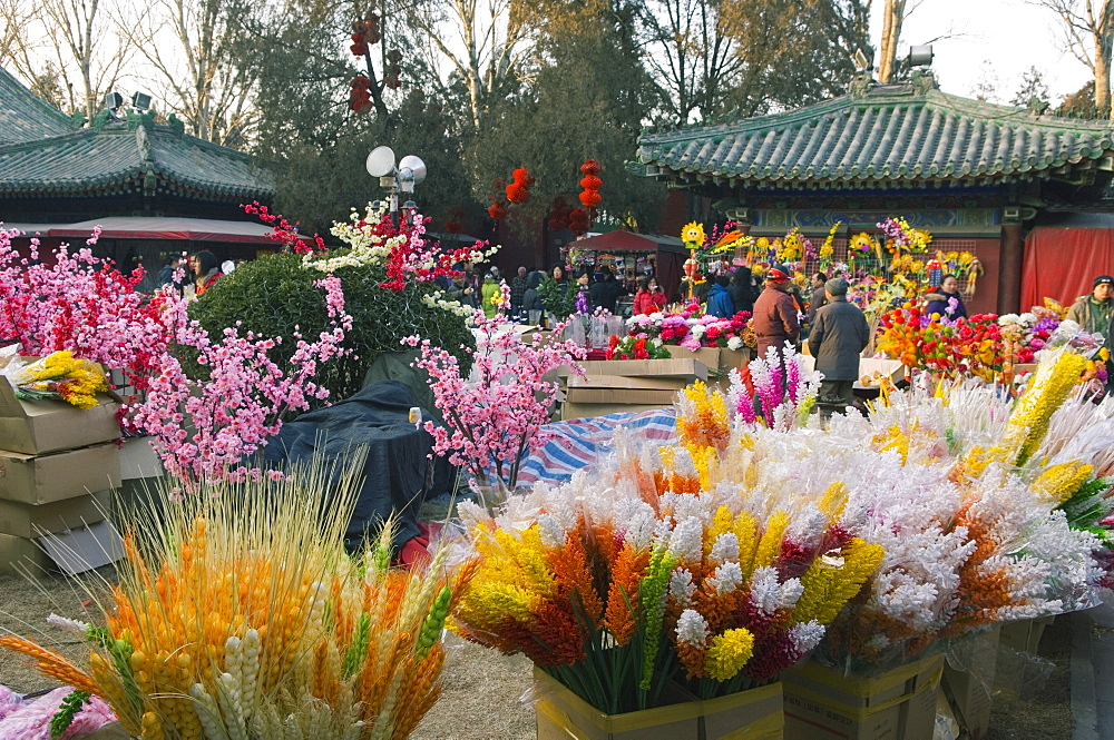 Decorations at a Temple Fair at Donyue Temple during Chinese New Year Spring Festival, Beijing, China, Asia