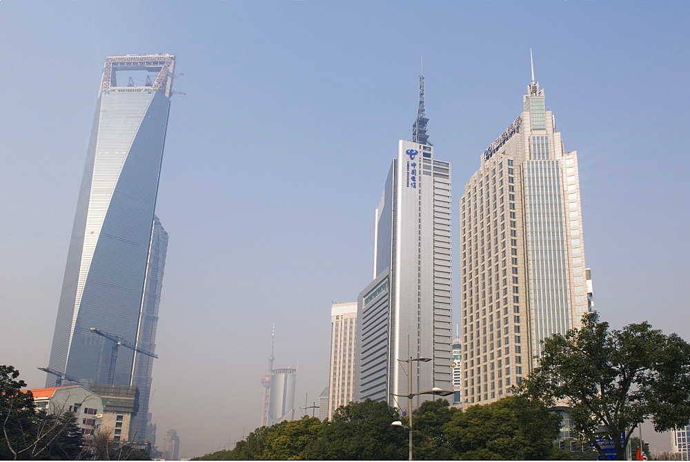 Modern skyscrapers and mainland China's highest building, the International Finance Center in Pudong New Area, Shanghai, China, Asia