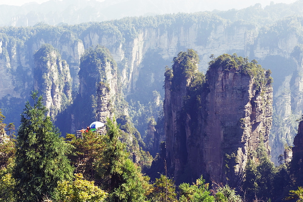 Karst limestone rock formations at Zhangjiajie Forest Park, Wulingyuan Scenic Area, UNESCO World Heritage Site, Hunan Province, China, Asia