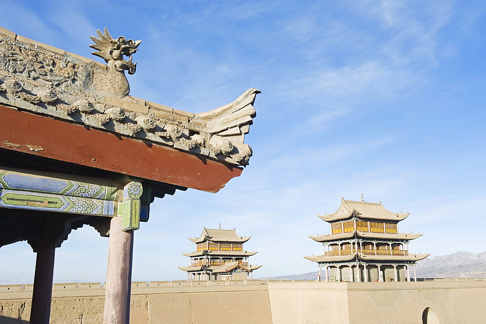 Ming dynasty Jiayuguan Fort dating from 1372 in the Hexi Corridor, Gansu Province, China, Asia