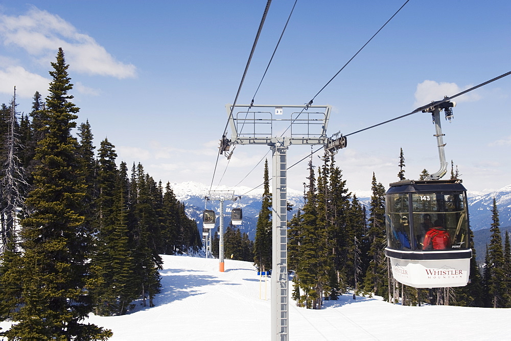 Cable car in Whistler mountain resort, venue of the 2010 Winter Olympic Games, British Columbia, Canada, North America