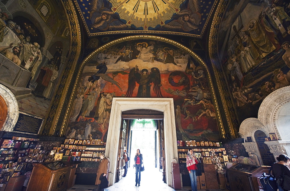 Frescoes inside St. Volodymyr Cathedral, late 19th century Orthodox Christian Byzantine style, Kiev, Ukraine, Europe