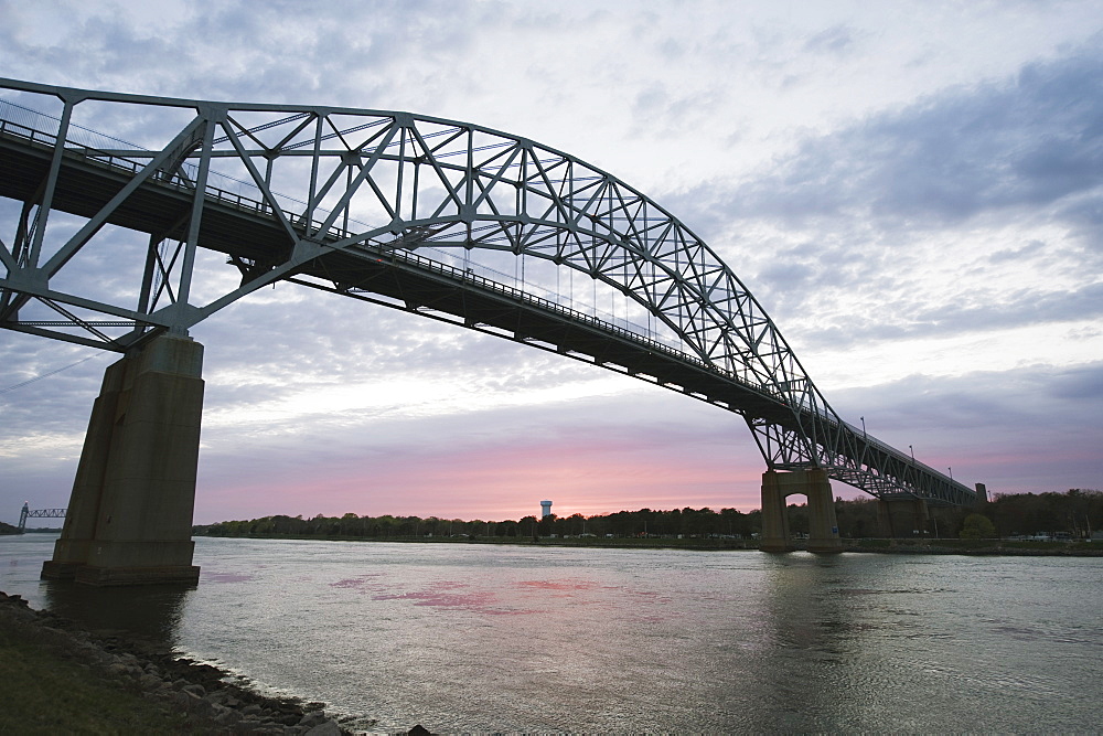 Sunset over Sagamore Bridge, Cape Cod Canal, Cape Cod, Massachussets, New  England, United States of America, North America