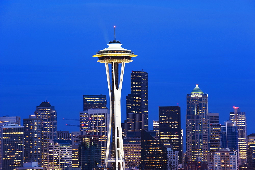 Downtown buildings and the Space Needle, Seattle, Washington State, United States of America, North America