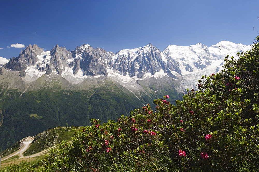 Mont Blanc and Chamonix Valley, Rhone Alps, France, Europe