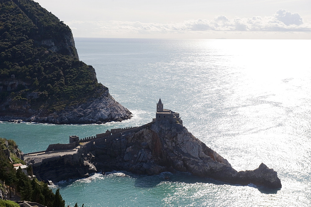 Clifftop church, Porto Venere, Cinque Terre, UNESCO World Heritage Site, Liguria, Italy, Europe