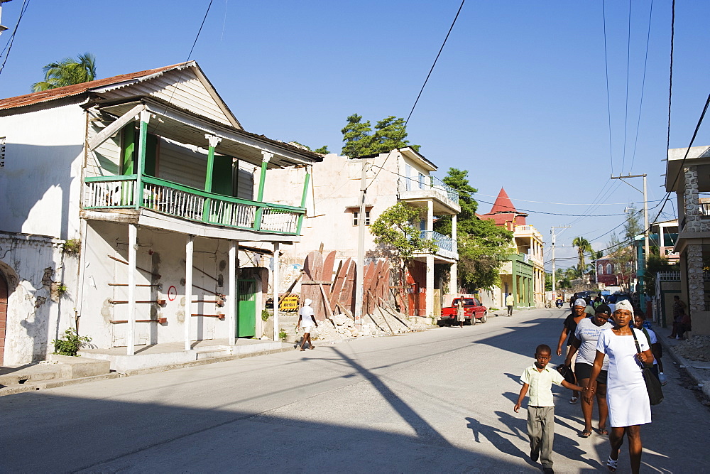 House in the historic colonial old town, Jacmel, Haiti, West Indies, Caribbean, Central America