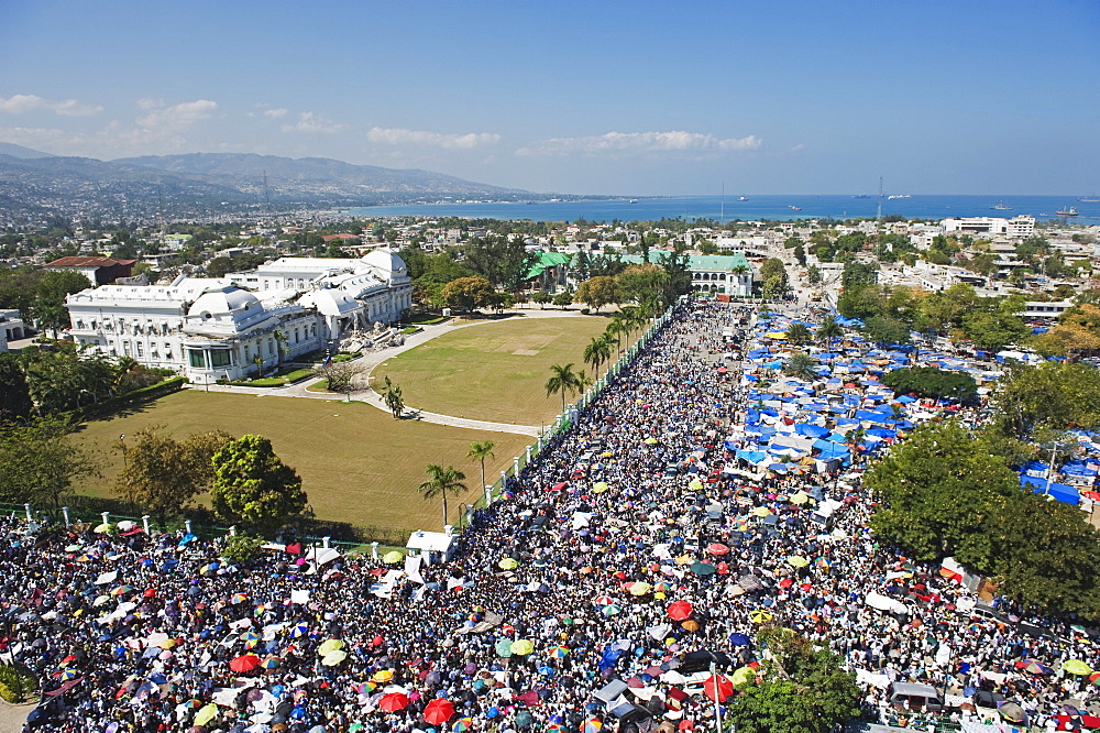 Memorial Day celebration at the National Palace, one month after the January 2010 earthquake, Port au Prince, Haiti, West Indies, Caribbean, Central America