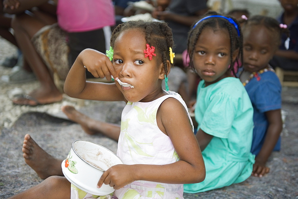 Orphans at an orphanage after the January 2010 earthquake, Port au Prince, Haiti, West Indies, Caribbean, Central America