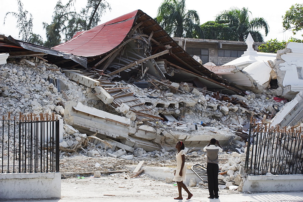 January 2010 earthquake damage, downtown, Port au Prince, Haiti, West Indies, Caribbean, Central America