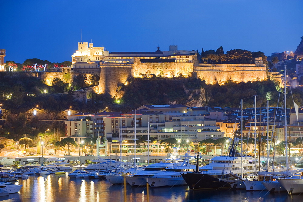 Palais du Prince and harbour in the Port of Monaco, Principality of Monaco, Cote d'Azur, Mediterranean, Europe