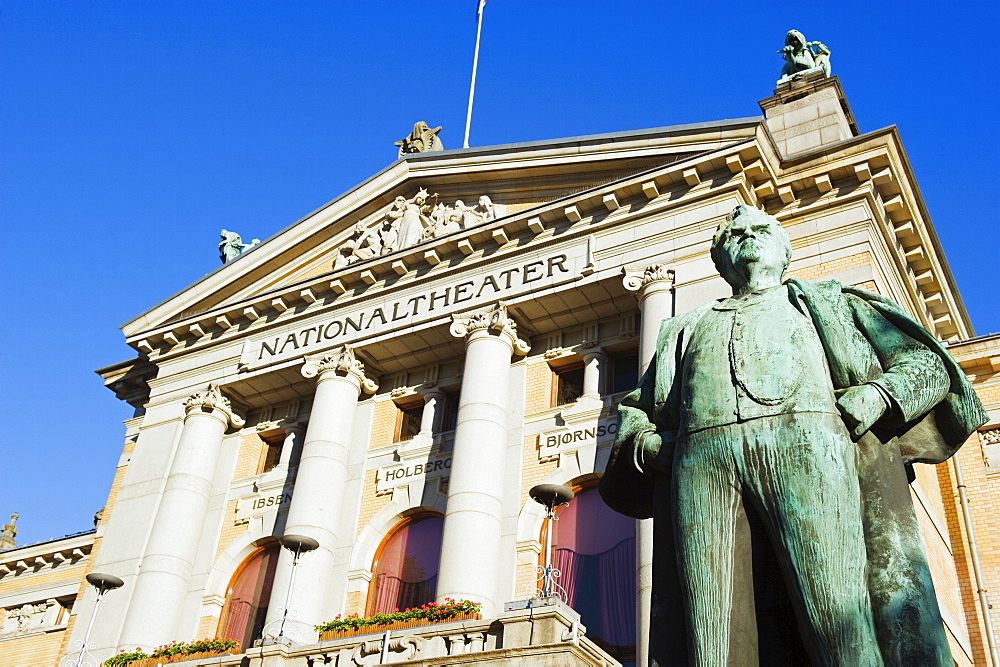 Statue of Bjornstjerne Martinius Bjornson, winner of the 1903 Nobel Prize in Literature, National Theatre, Oslo, Norway, Scandinavia, Europe