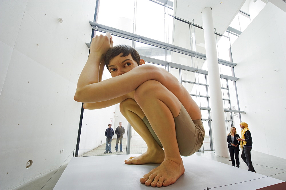 Ron Mueck’s sculpture dating from 1958 of Boy at ARoS Aarhus Kunstmuseum (ARoS modern art museum), Arhus, Jutland, Denmark, Scandinavia, Europe