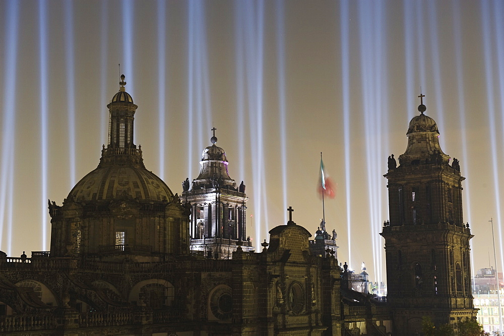 Light show at Cathedral Metropolitana, District Federal, Mexico City, Mexico, North America