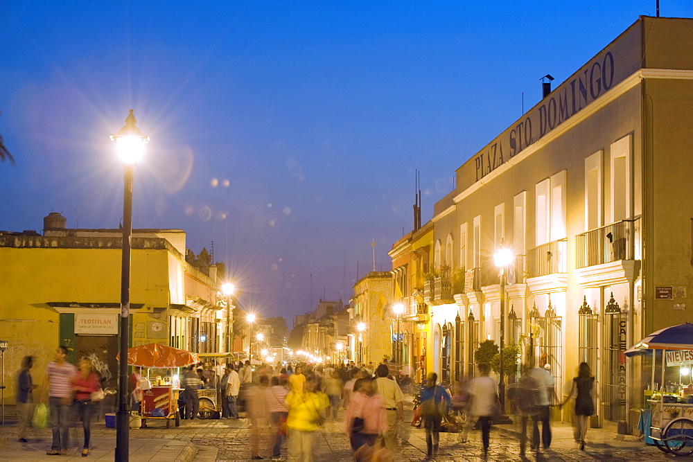 Nightime street scene, Oaxaca, Oaxaca state, Mexico, North America