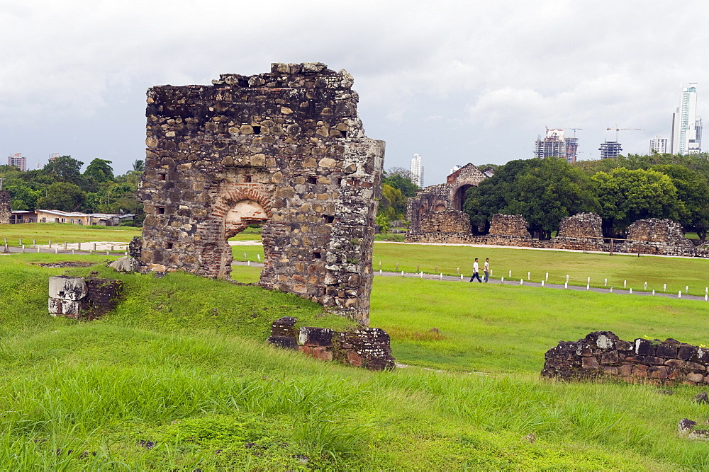 Archaeological site ruins of Panama Viejo, UNESCO World Heritage Site, Panama City, Panama, Central America