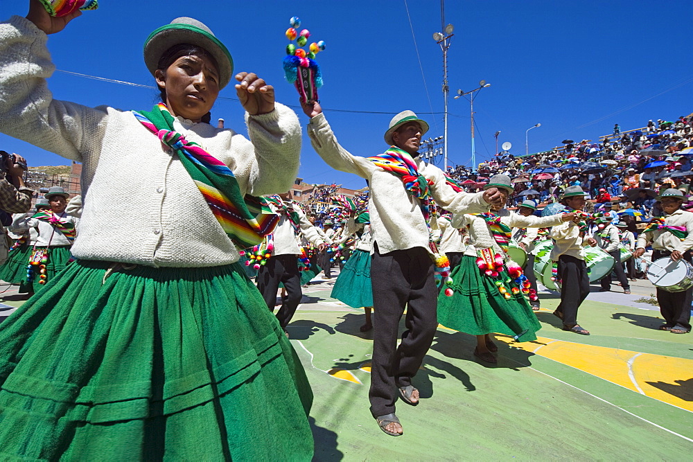 Dancers at Anata Andina harvest festival, Carnival, Oruro, Bolivia, South America