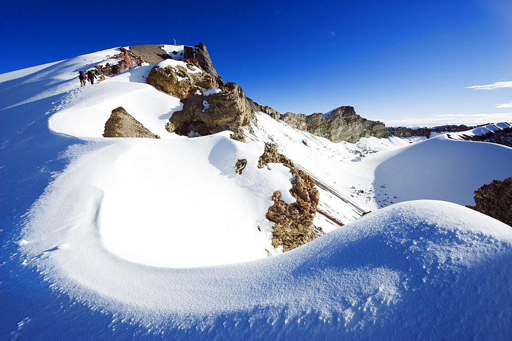 Climbers near summit of El Misti volcano, 5822m, Arequipa, Peru, South America