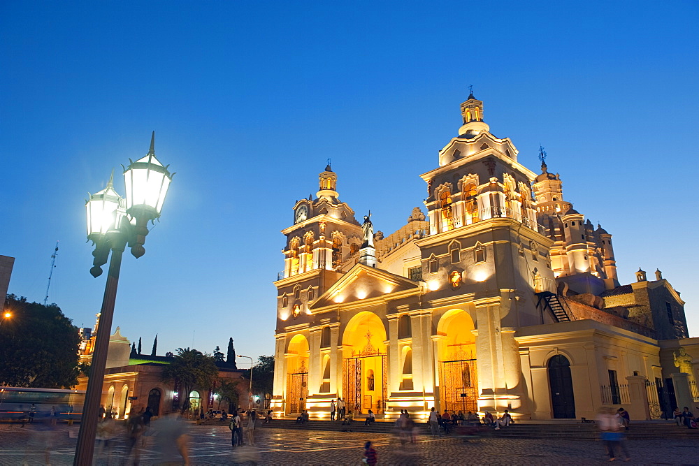 Cordoba Cathedral at night, Cordoba, Argentina, South America