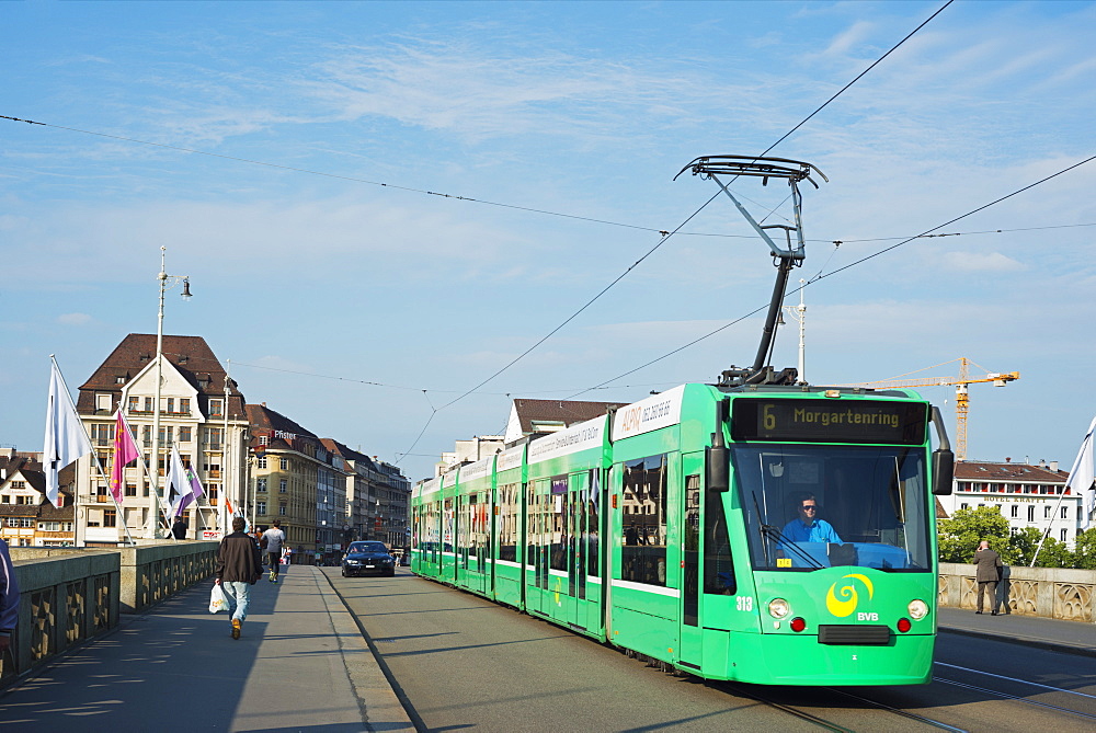 City center trams, Basel, Switzerland, Europe