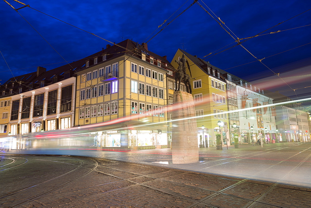 Tram in old town Freiburg, Baden-Wurttemberg, Germany, Europe