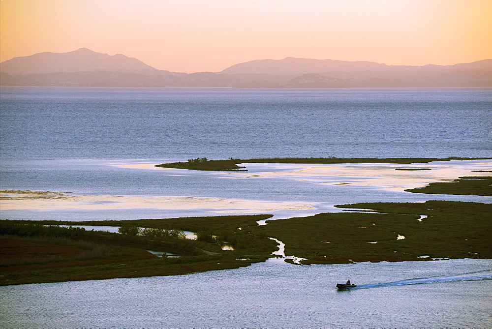 Butrint and Corfu Island in distance, Albania, Mediterranean, Europe 