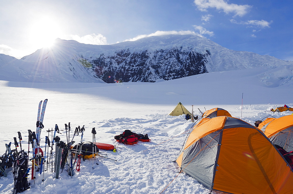 Camp 1, climbing expedition on Mount McKinley, 6194m, Denali National Park, Alaska, United States of America, North America 