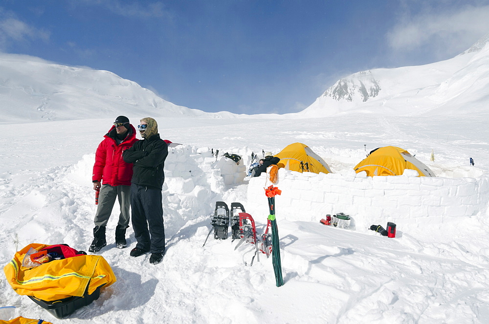 Camp 2, climbing expedition on Mount McKinley, 6194m, Denali National Park, Alaska, United States of America, North America