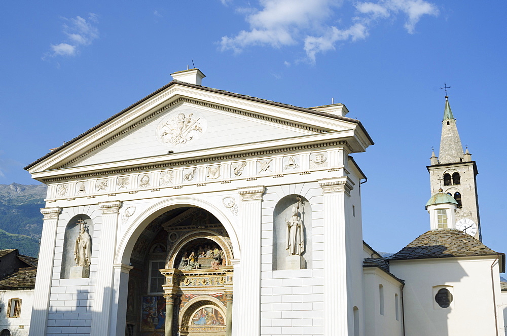 Facade of Duomo, Aosta Cathedral, Aosta, Aosta Valley, Italy, Europe 