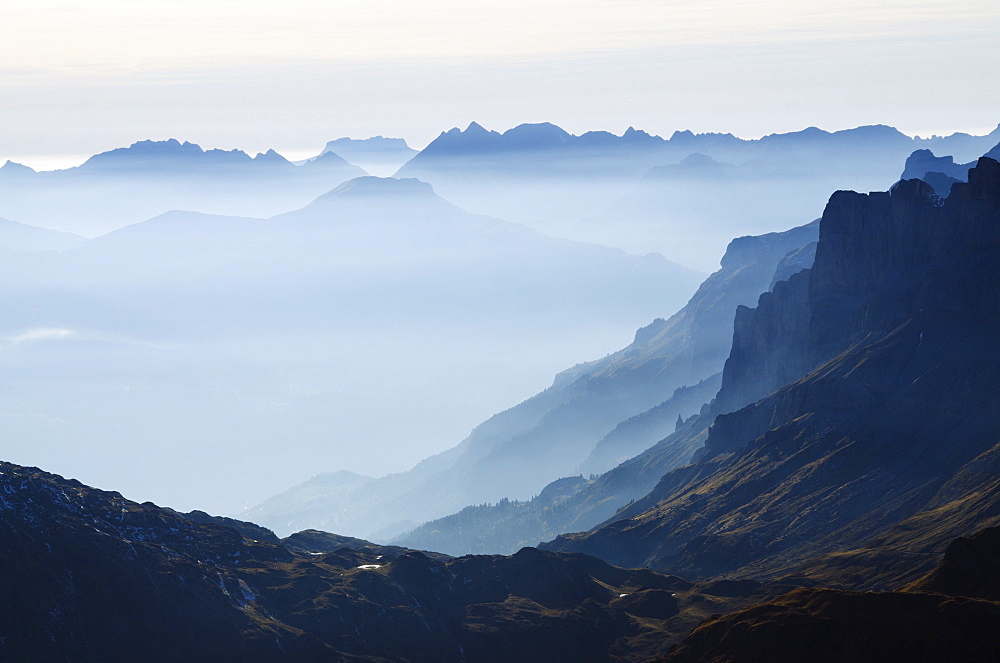 Mountain silhouette, Chamonix, Haute-Savoie, French Alps, France, Europe 