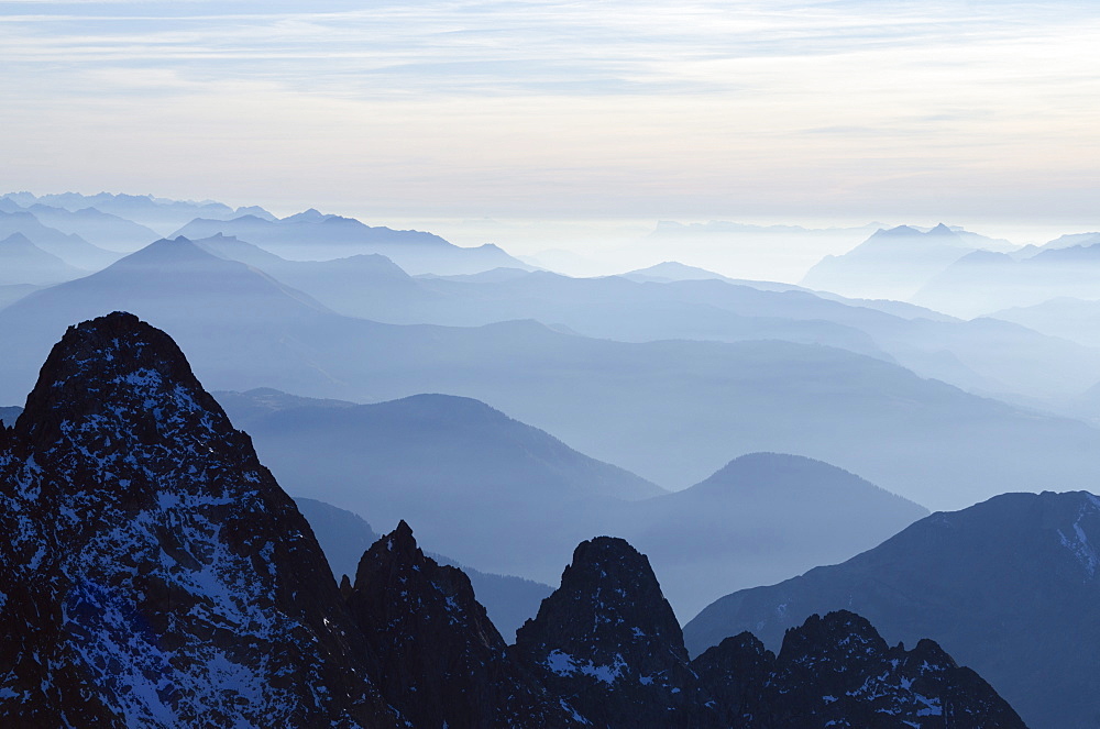 Mountain silhouette, Aiguilles Rouges, Chamonix, Haute-Savoie, French Alps, France, Europe 