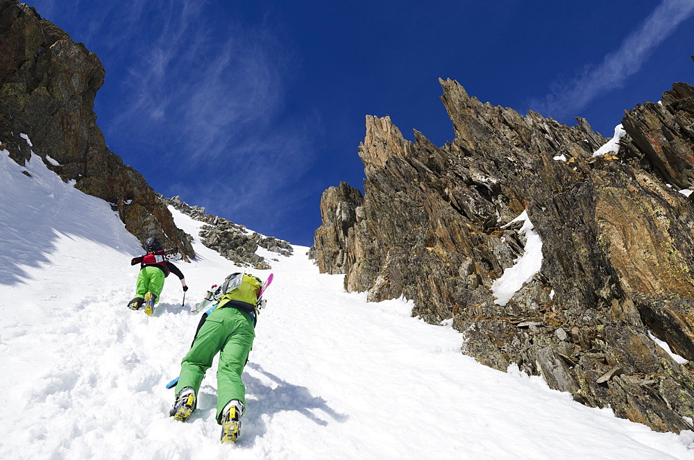 Col du Passon off piste ski touring area, Chamonix Valley, Haute-Savoie, French Alps, France, Europe 