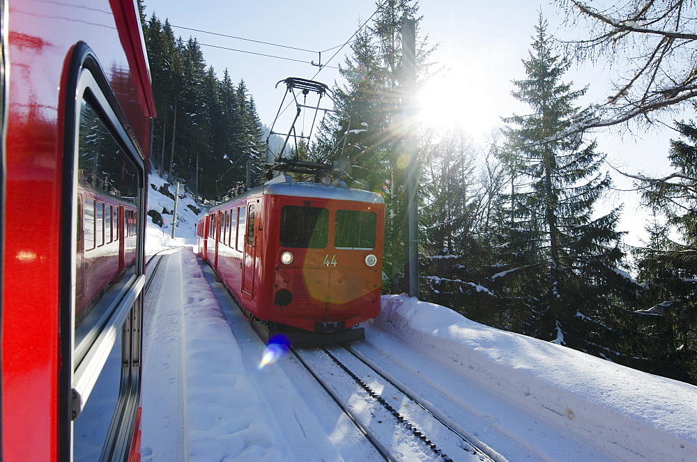 Montenvers glacier express, Chamonix, Haute-Savoie, French Alps, France, Europe 