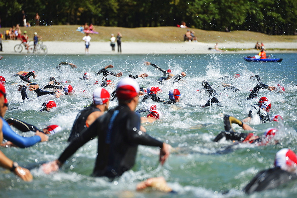 Swimmers, Passy Triathlon, Passy, Haute-Savoie, French Alps, France, Europe