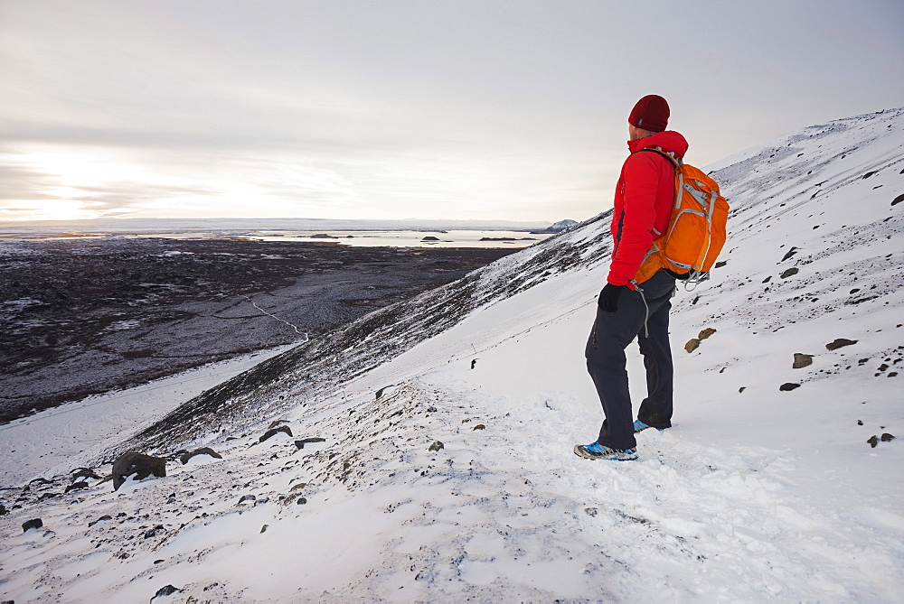 Winter landscape on Volcano Hverfjall, Myvatn, Iceland, Polar Regions