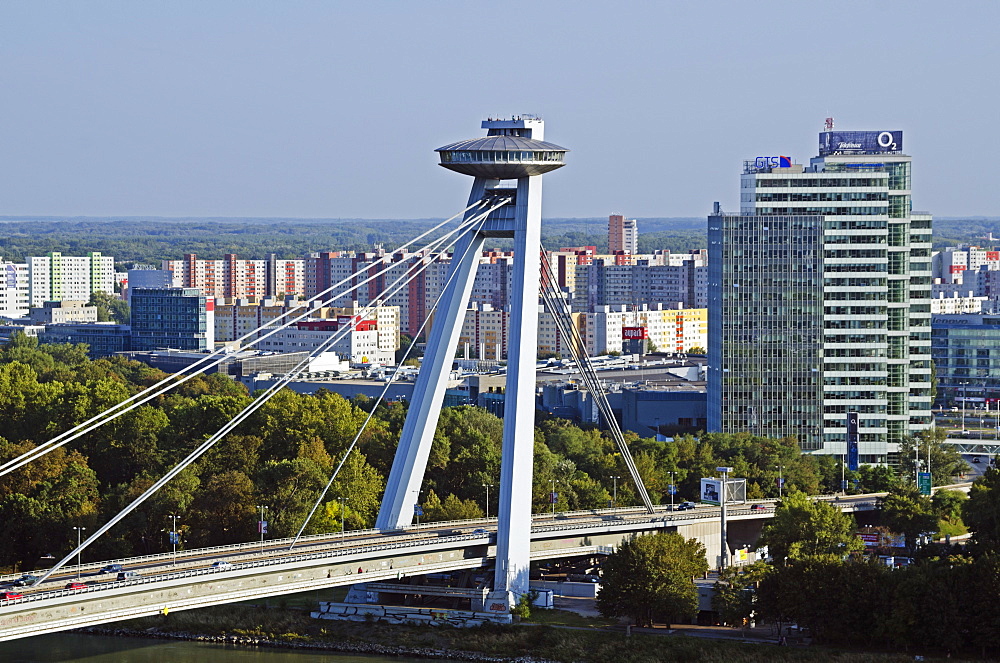 Novy Most Bridge and UFO viewing platform, Bratislava, Slovakia, Europe