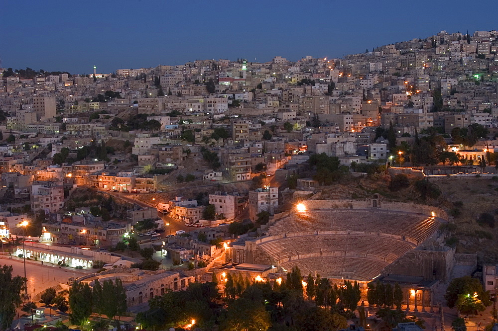 Roman Theatre at night, Amman, Jordan, Middle East