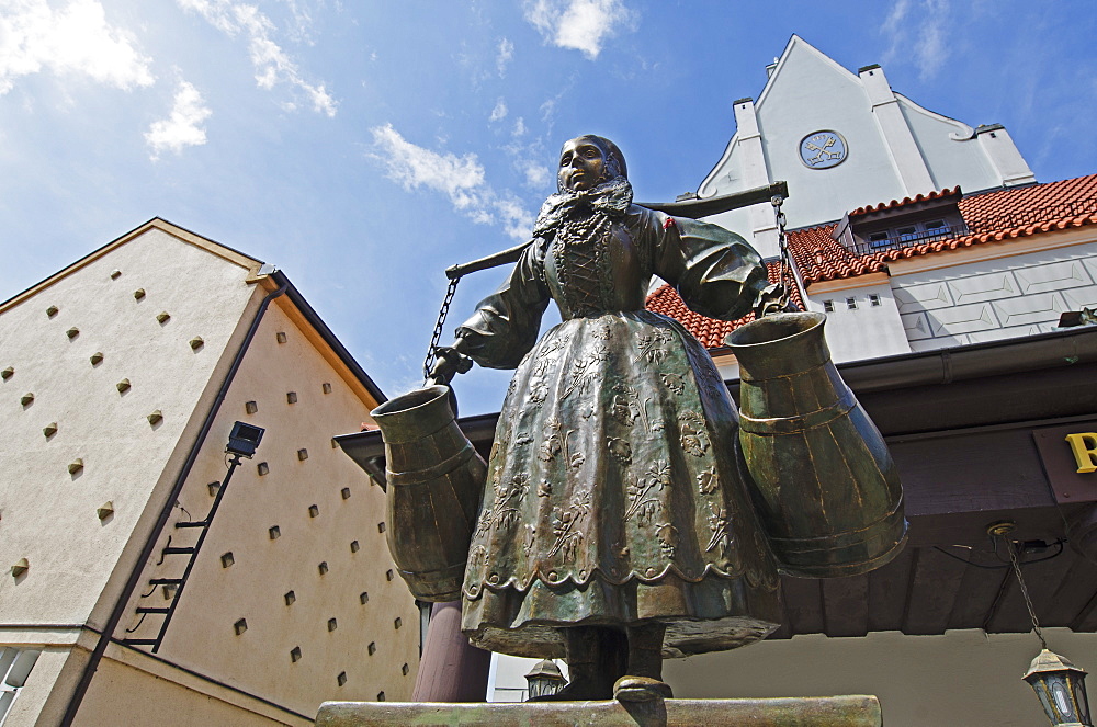 Bamberg Woman statue, historic Old Town, Poznan, Poland, Europe